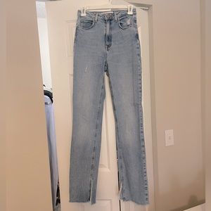 ZARA US size 2 Straight Leg Split Hem distressed Jeans